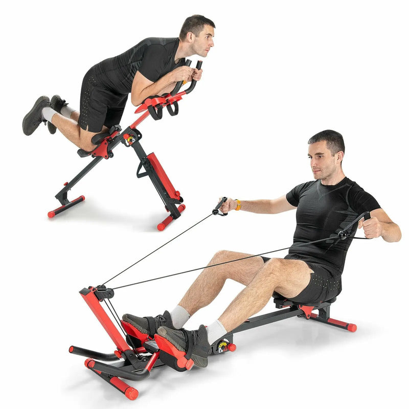 4-in-1 Folding Rowing Machine with Control Panel for Home Gym by DirectDeals