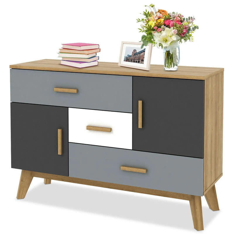 Free-standing Storage Floor Cabinet with 2 Doors and 3 Drawers by DirectDeals