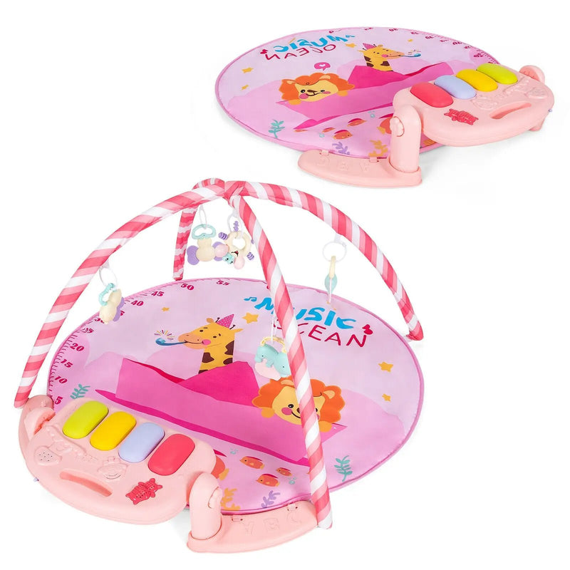 Baby Activity Play Piano Gym Mat with 5 Hanging Sensory Toys by DirectDeals