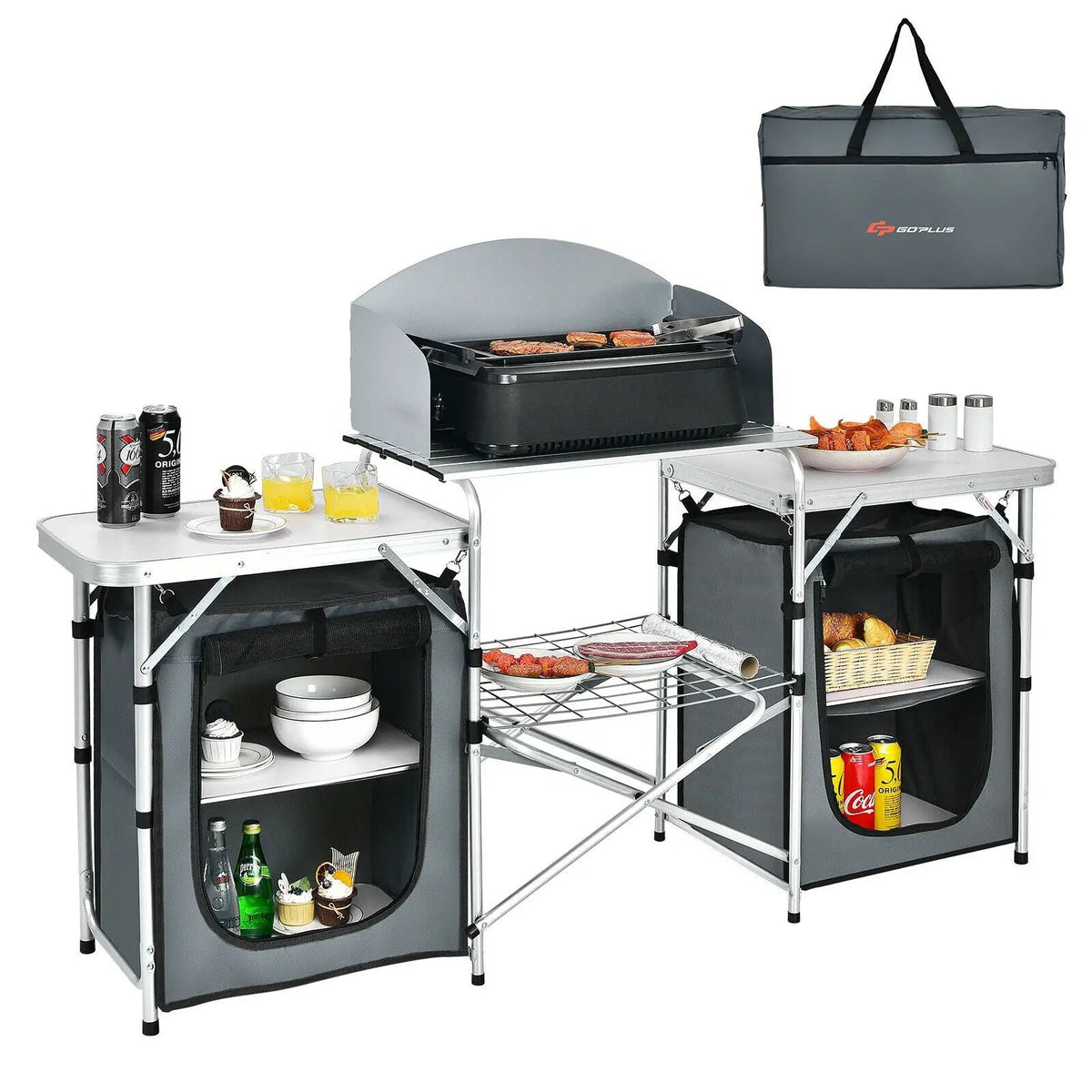 Folding Camping Table with Storage Organizer by DirectDeals