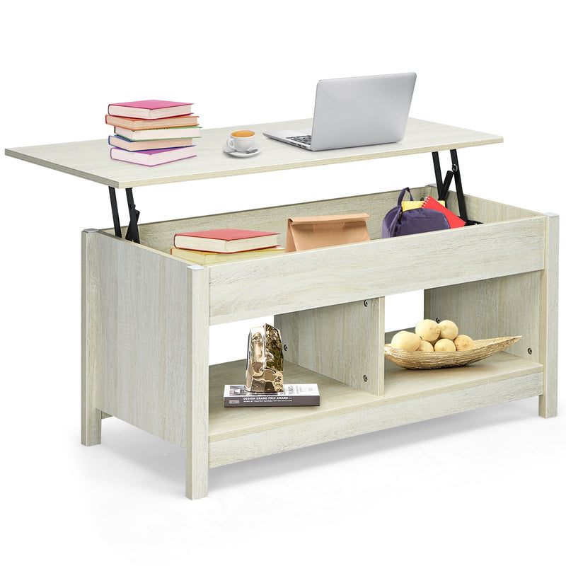 Lift Top Coffee Table with Hidden Storage Compartment and Lower Shelf for Study Room by DirectDeals