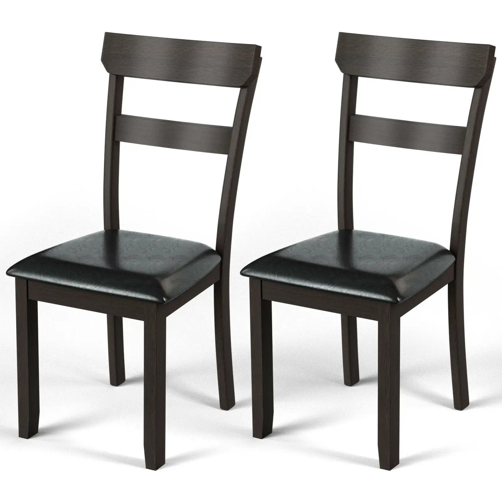 Set of 2 Dining Chairs With Rubber Wood Frame and Upholstered Faux Leather Seat by DirectDeals