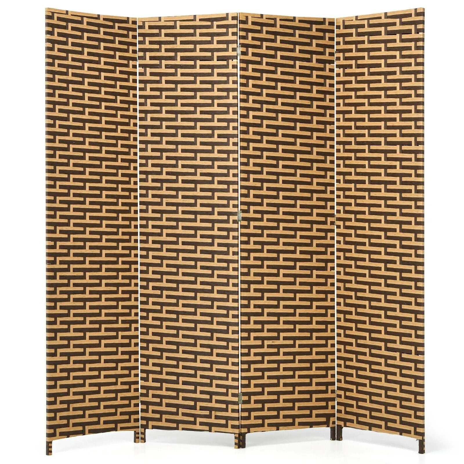 4 Panel Folding Privacy Partition Room Divider with Rustproof Hinge-Yellow by DirectDeals