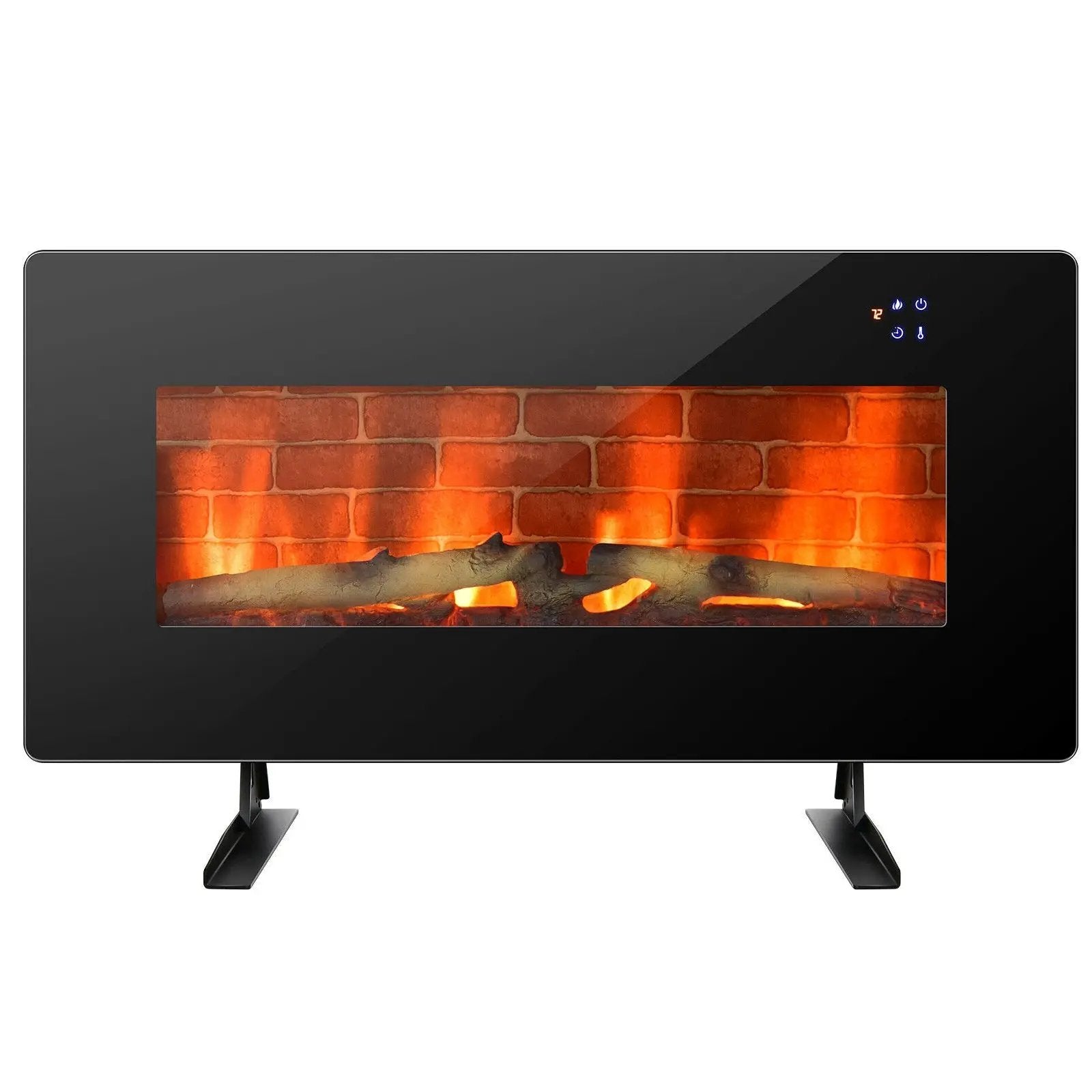 36 Inch Electric Wall Mounted Freestanding Fireplace with Remote Control-Black by DirectDeals