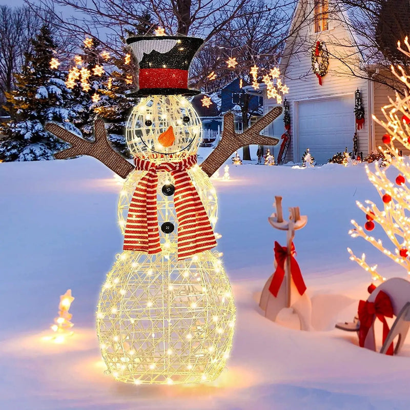 Indoor/Outdoor Christmas Lighted Snowman Decorations with Pre-Lit 80 Lights by DirectDeals
