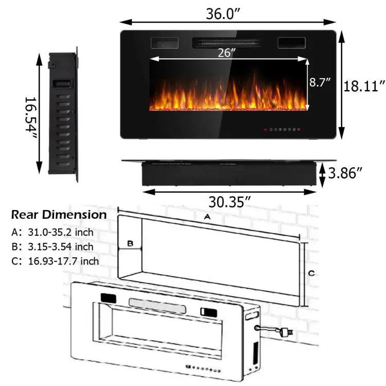 36" Slim Wall Mount Fireplace by DirectDeals