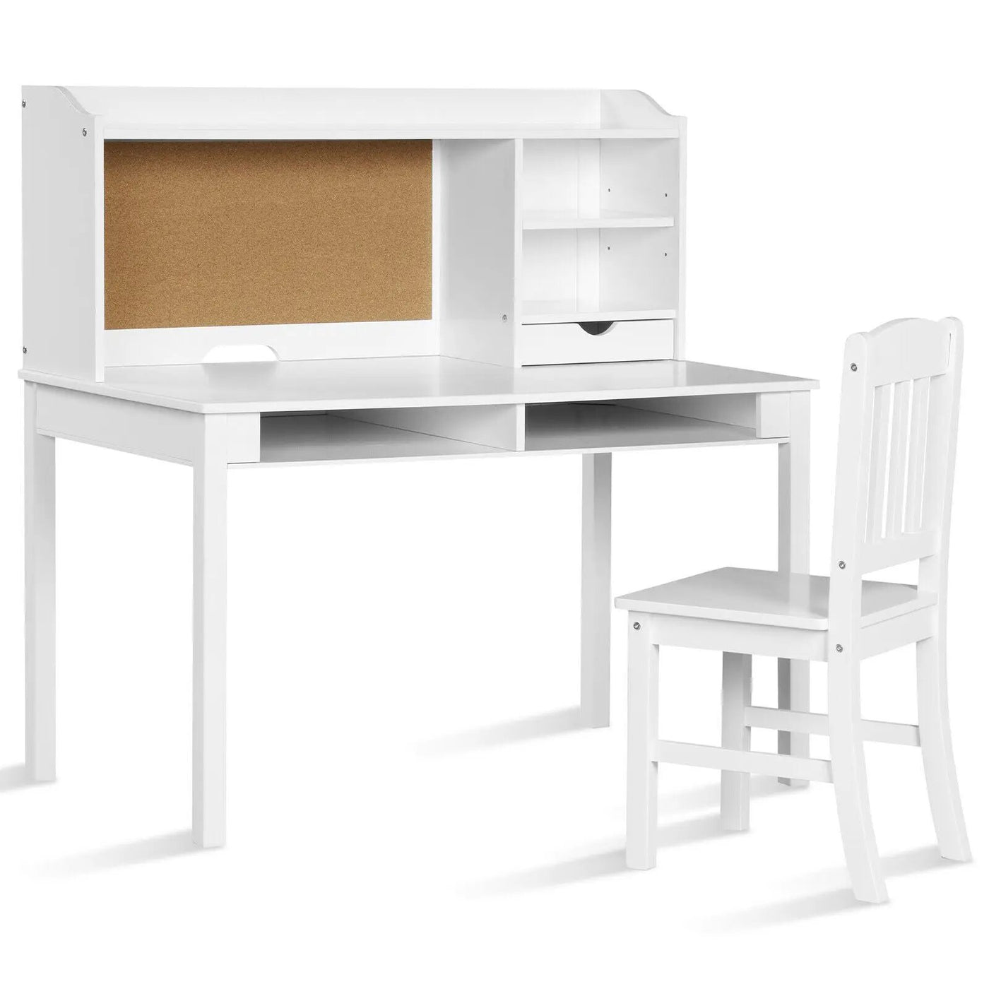 Kids Desk and Chair Set Study Writing Desk with Hutch and Bookshelves by DirectDeals