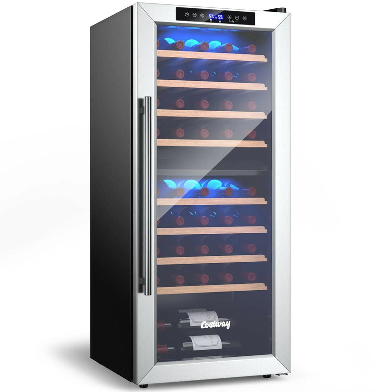 43 Bottle Wine Cooler Refrigerator Dual Zone Temperature Control with 8 Shelves-Black by DirectDeals