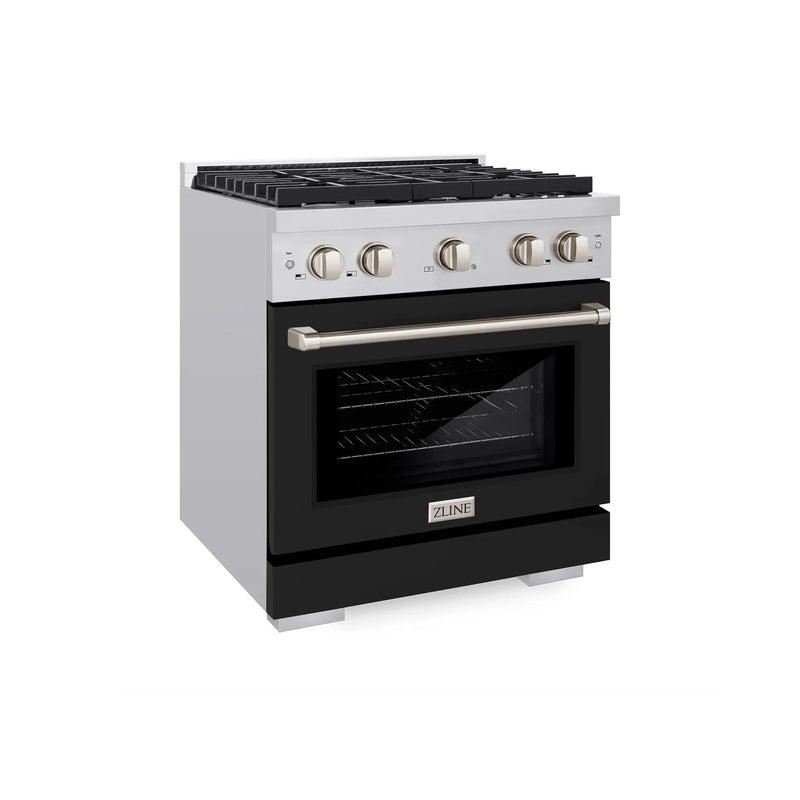 ZLINE 30" Gas Range, Convection Gas Oven, Stainless Steel,Matte Black SGR-BLM-30 by Farmhouse Kitchen and Bath