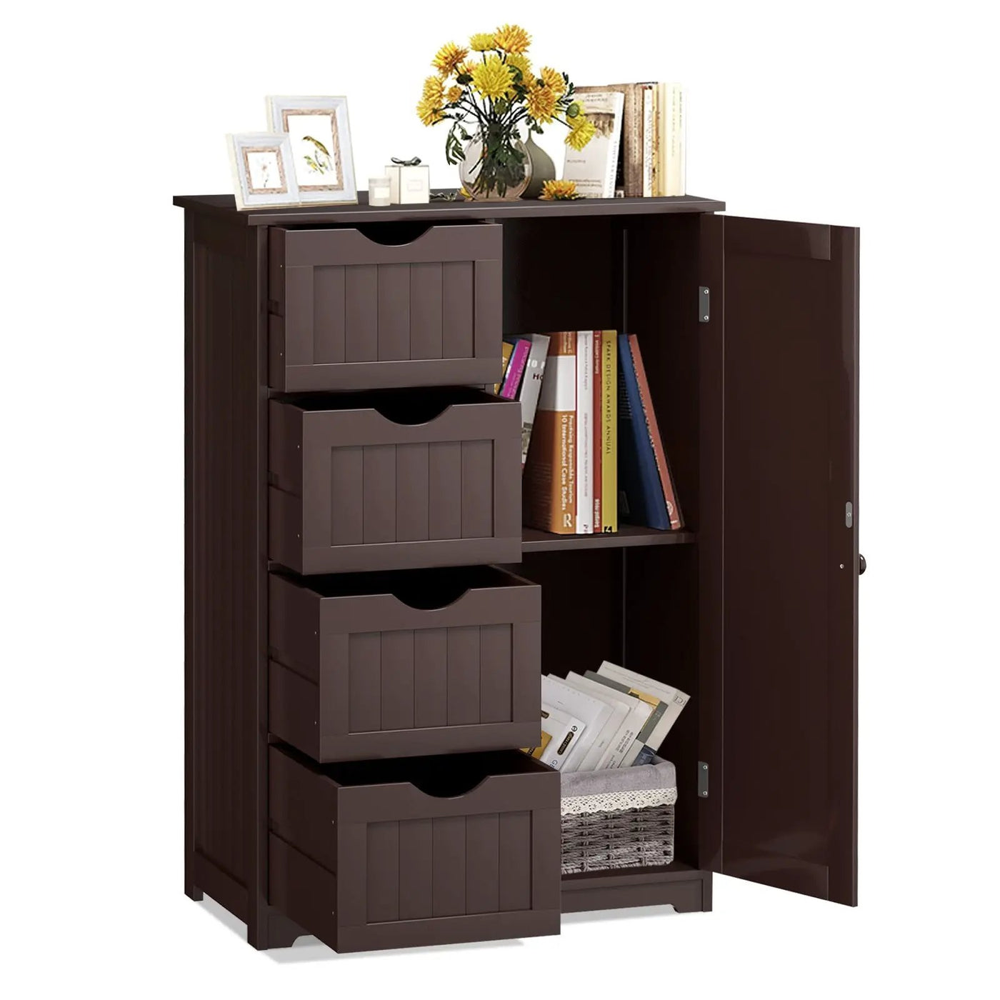 Standing Indoor Wooden Cabinet with 4 Drawers by DirectDeals