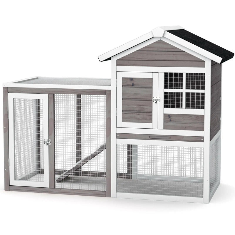 2-Story Wooden Rabbit Hutch with Running Area by DirectDeals