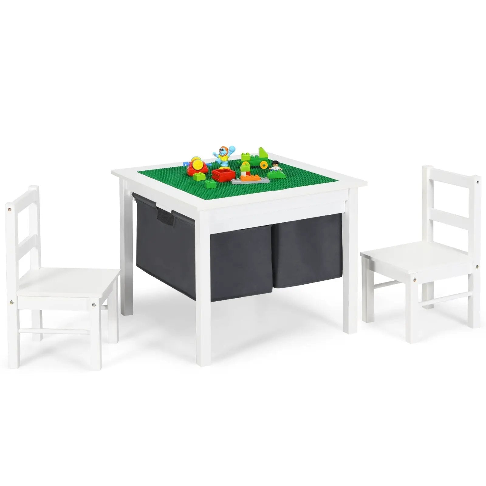 2-in-1 Kids Activity Table and 2 Chairs Set with Storage Building Block Table by DirectDeals