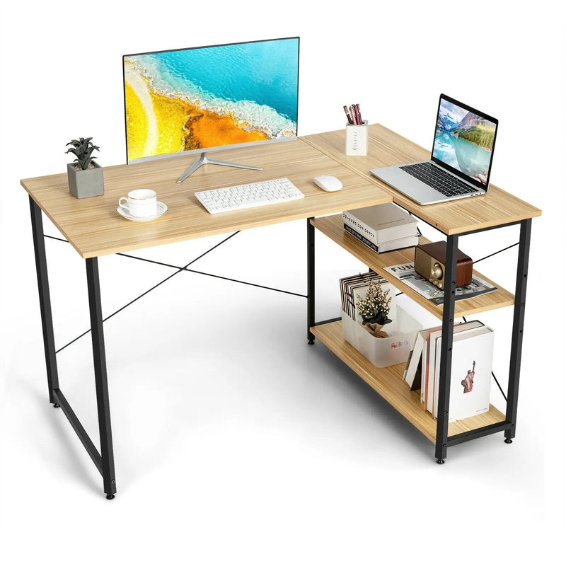 48 Inch Reversible L Shaped Computer Desk with Adjustable Shelf by DirectDeals