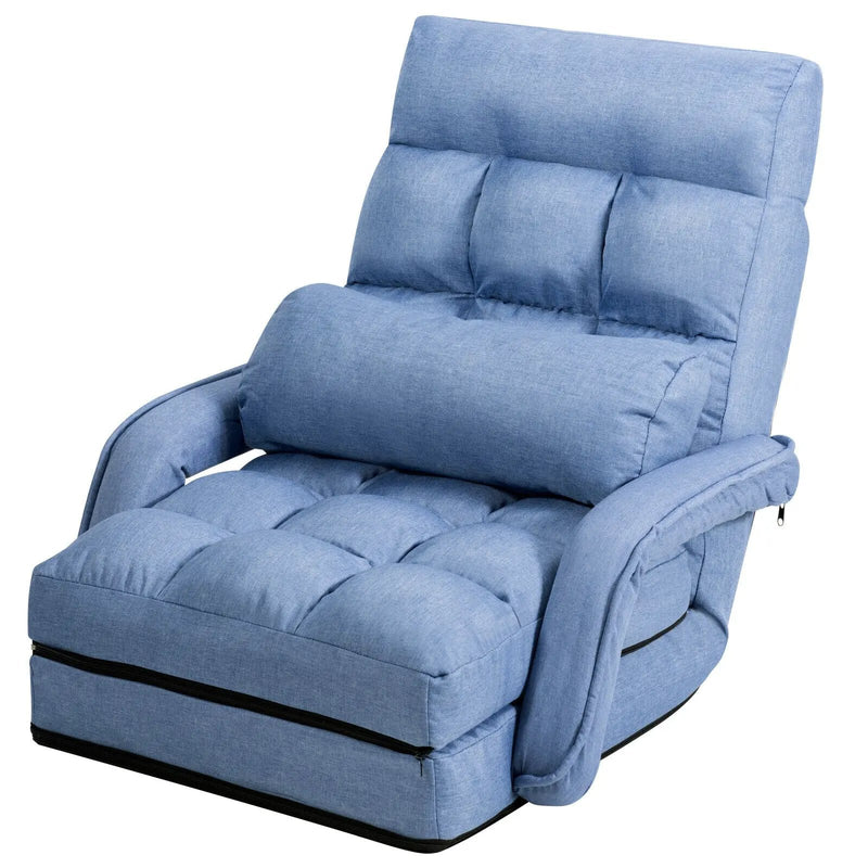 Folding Lazy Floor Chair Sofa with Armrests and Pillow by DirectDeals