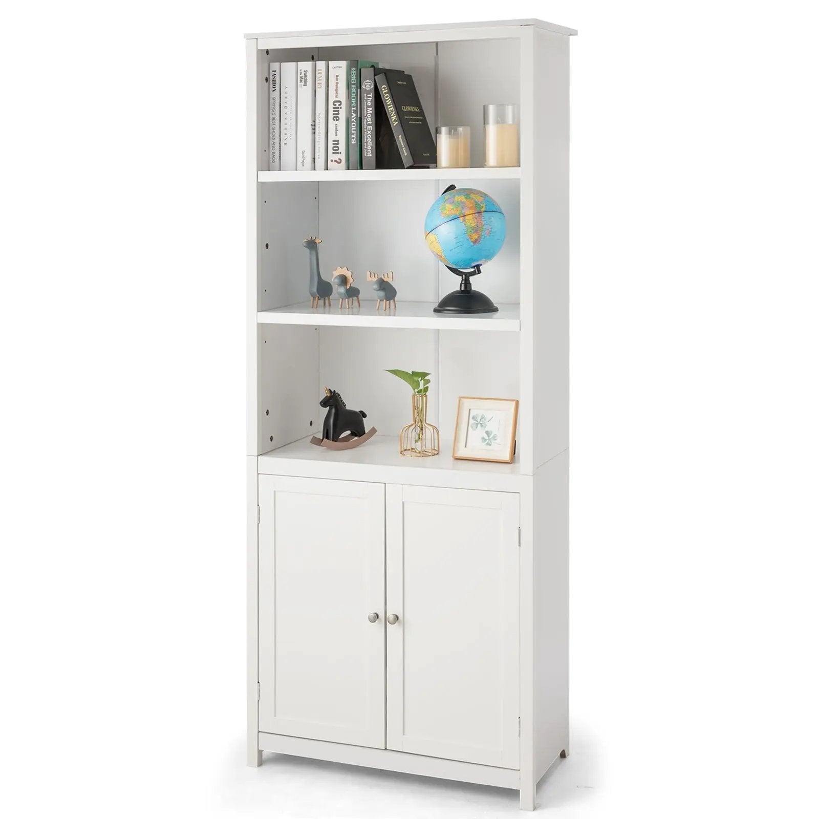 Bookcase Shelving Storage Wooden Cabinet Unit Standing Display Bookcase with Doors by DirectDeals