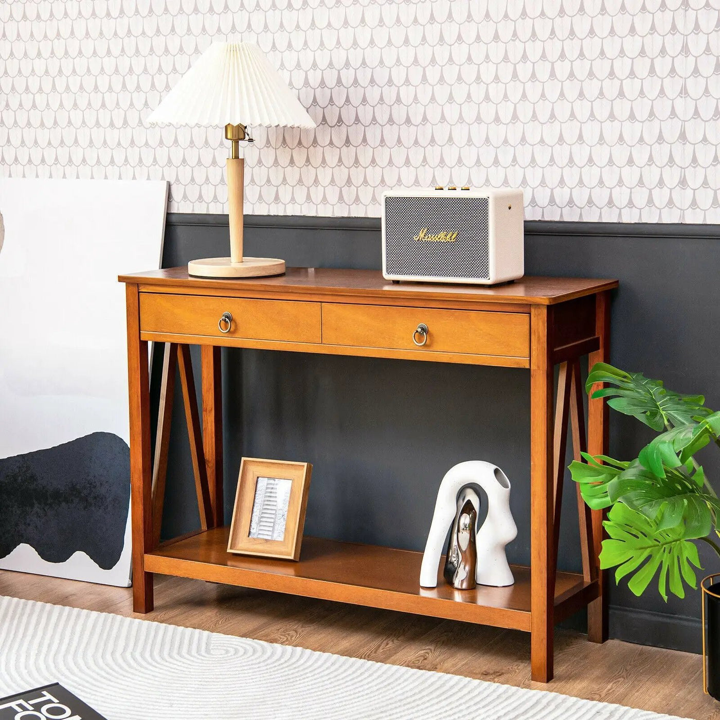 Console Table with Drawer Storage Shelf for Entryway Hallway by DirectDeals