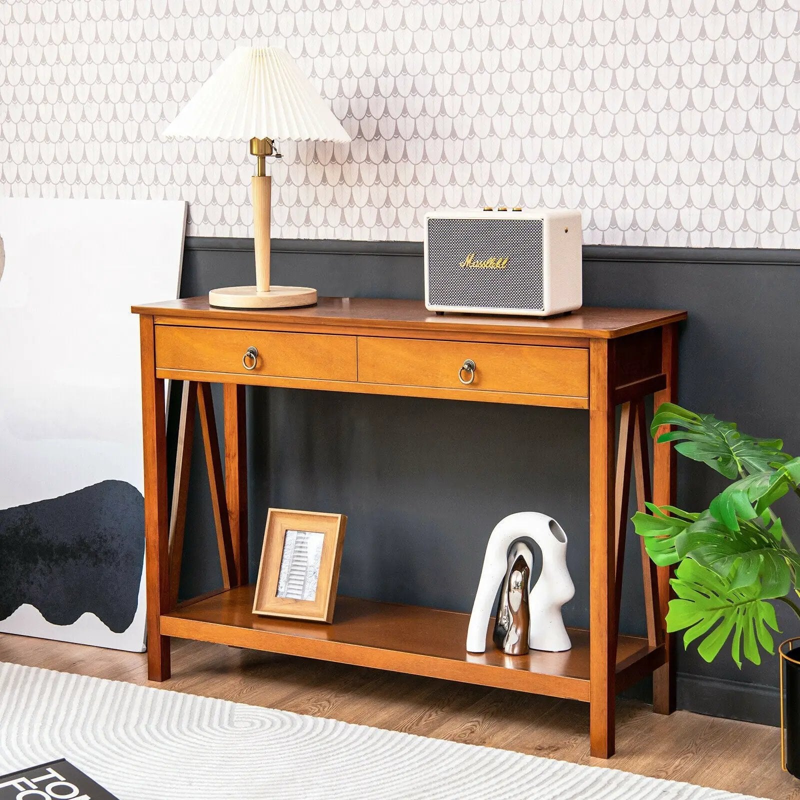 Console Table with Drawer Storage Shelf for Entryway Hallway by DirectDeals