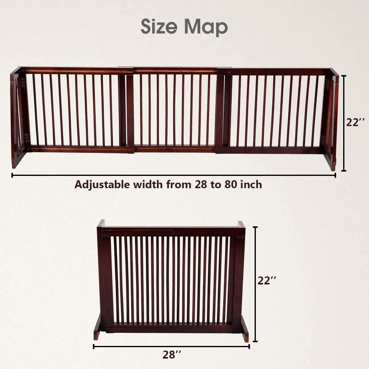 Folding Adjustable Free Standing 3 Panel Wood Fence by DirectDeals