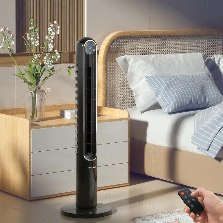 42 Inch 80 Degree Tower Fan with Smart Display Panel and Remote Control by DirectDeals