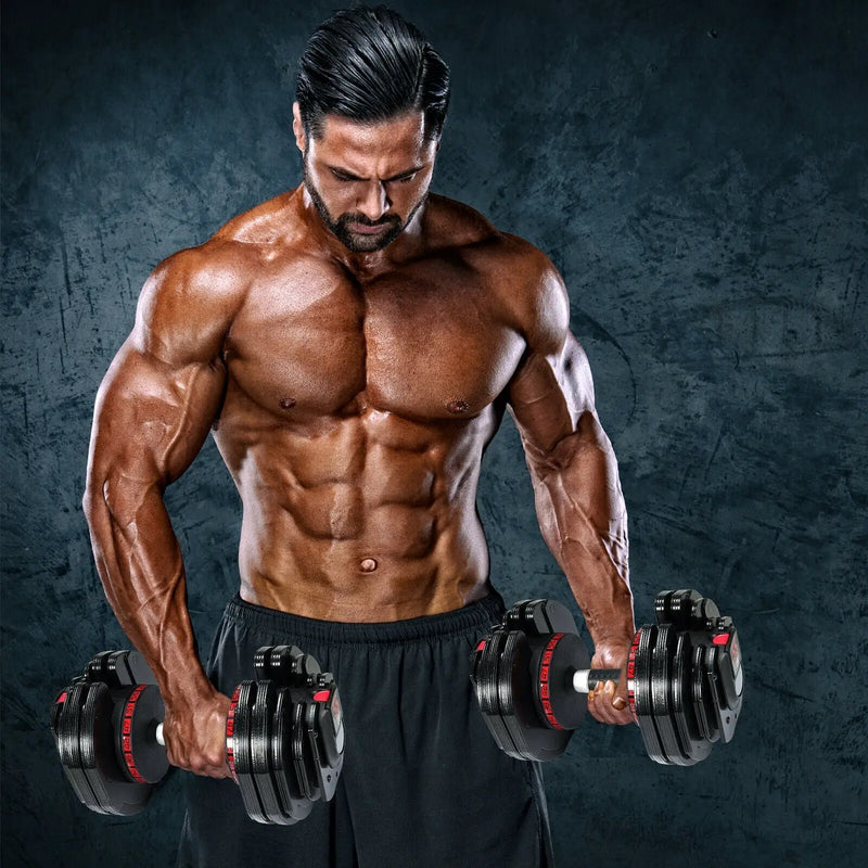 55 Lbs Adjustable Dumbbell with 18 Weights Storage Tray for Gym Home Office by DirectDeals