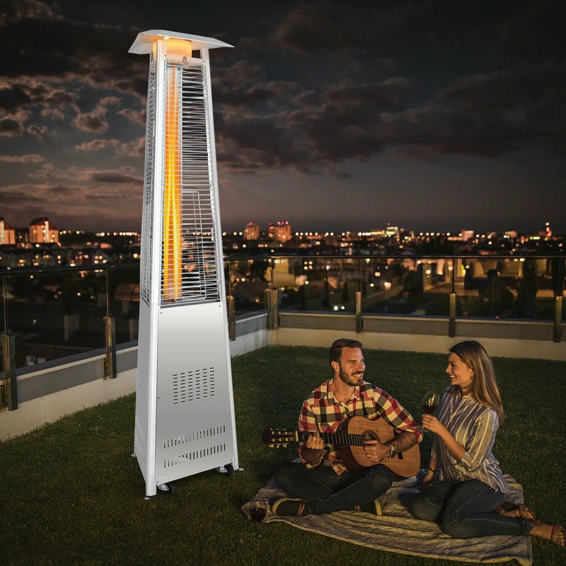 42 000 BTU Stainless Steel Pyramid Patio Heater With Wheels by DirectDeals