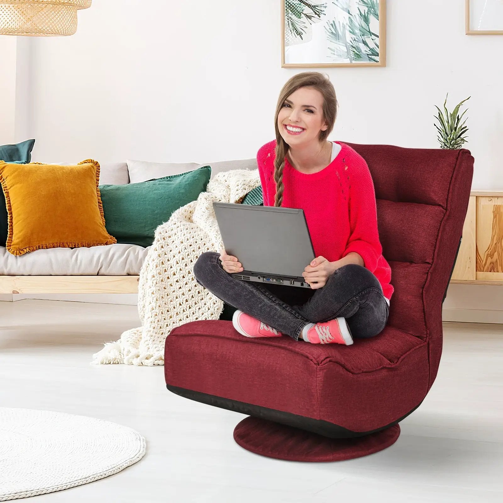 5-Position Folding Floor Gaming Chair by DirectDeals