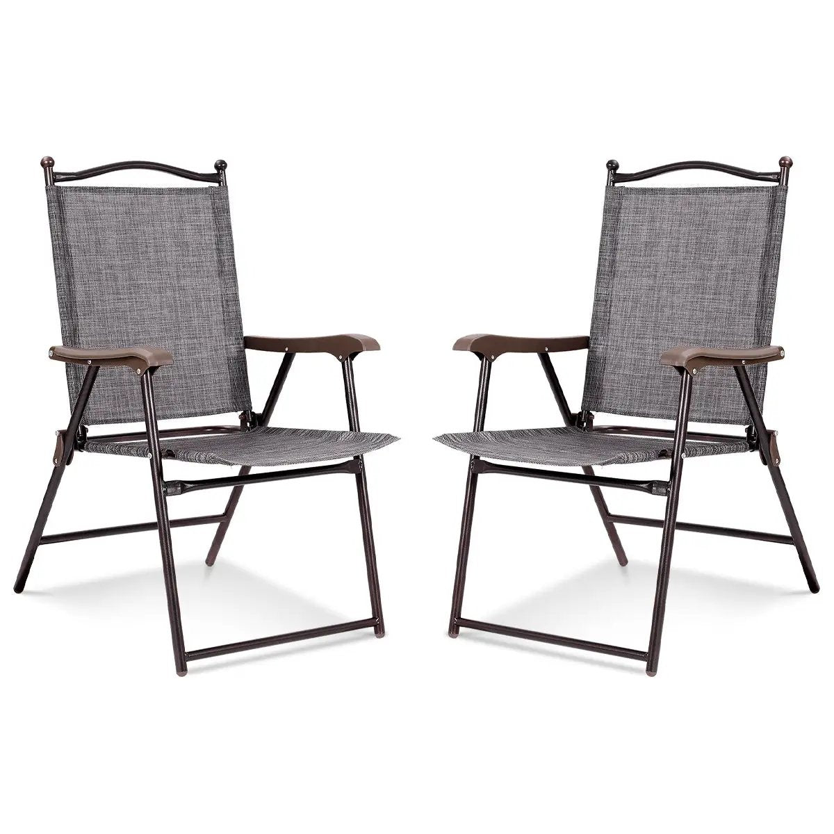 Set of 2 Patio Folding Sling Back Camping Deck Chairs by DirectDeals