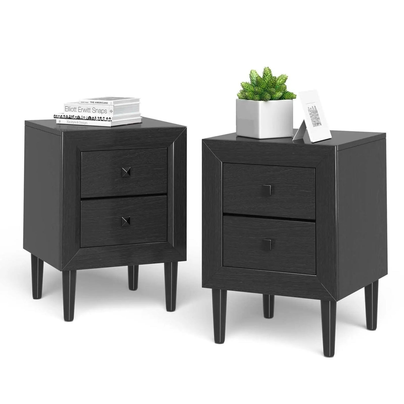2PCS Nightstand W/2 Drawer Multipurpose by DirectDeals