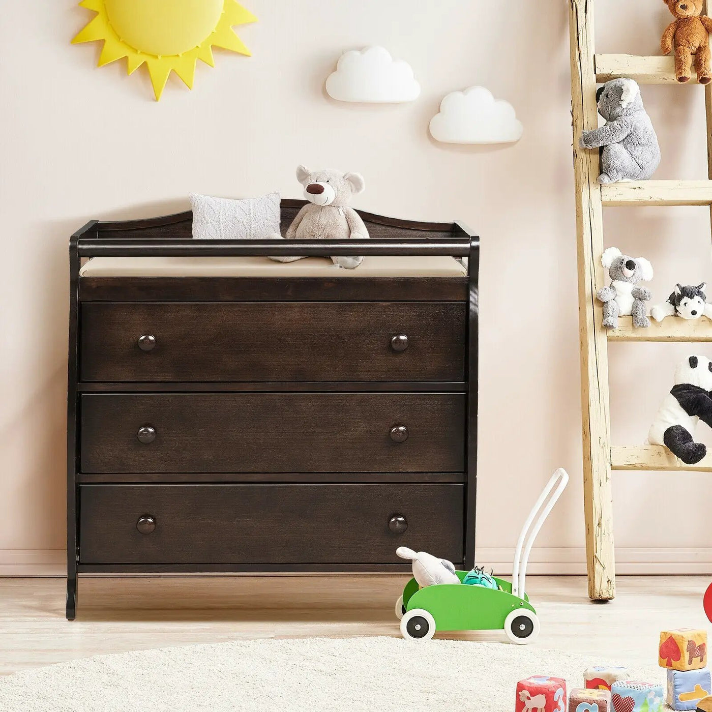 Baby Changing Table Infant Diaper with 3 Drawers and Safety Belt by DirectDeals