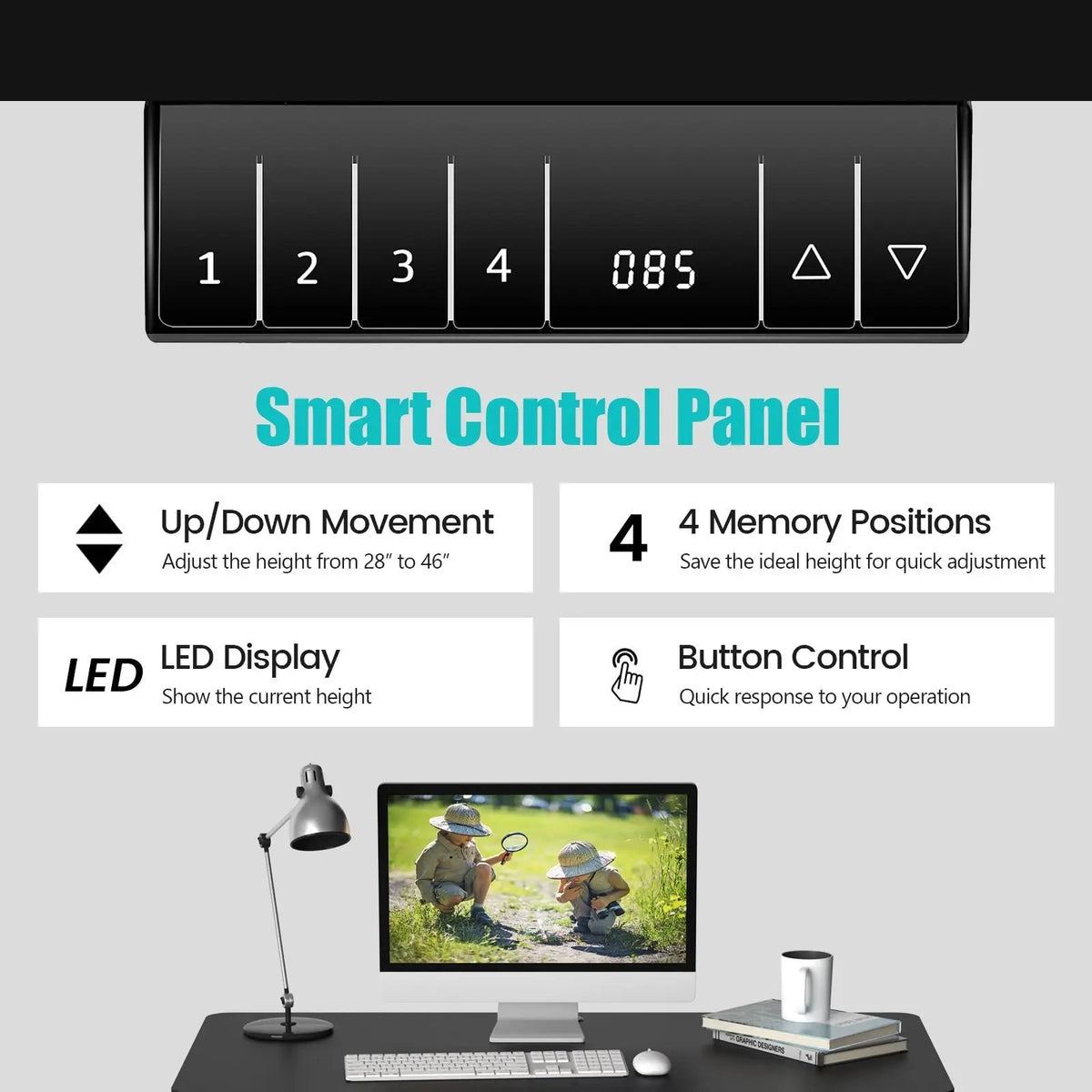 Electric Height Adjustable Standing Desk with Memory Controller by DirectDeals