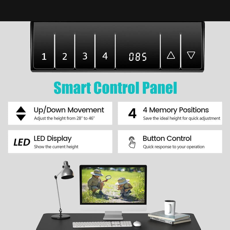 Electric Height Adjustable Standing Desk with Memory Controller by DirectDeals