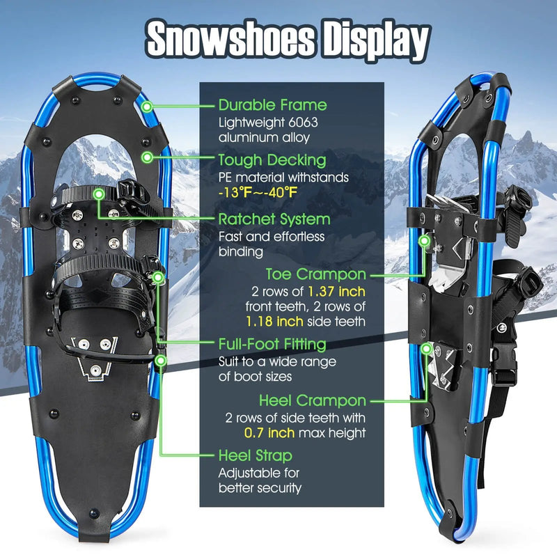 21/25/30 Inch Lightweight Terrain Snowshoes with Flexible Pivot System by DirectDeals