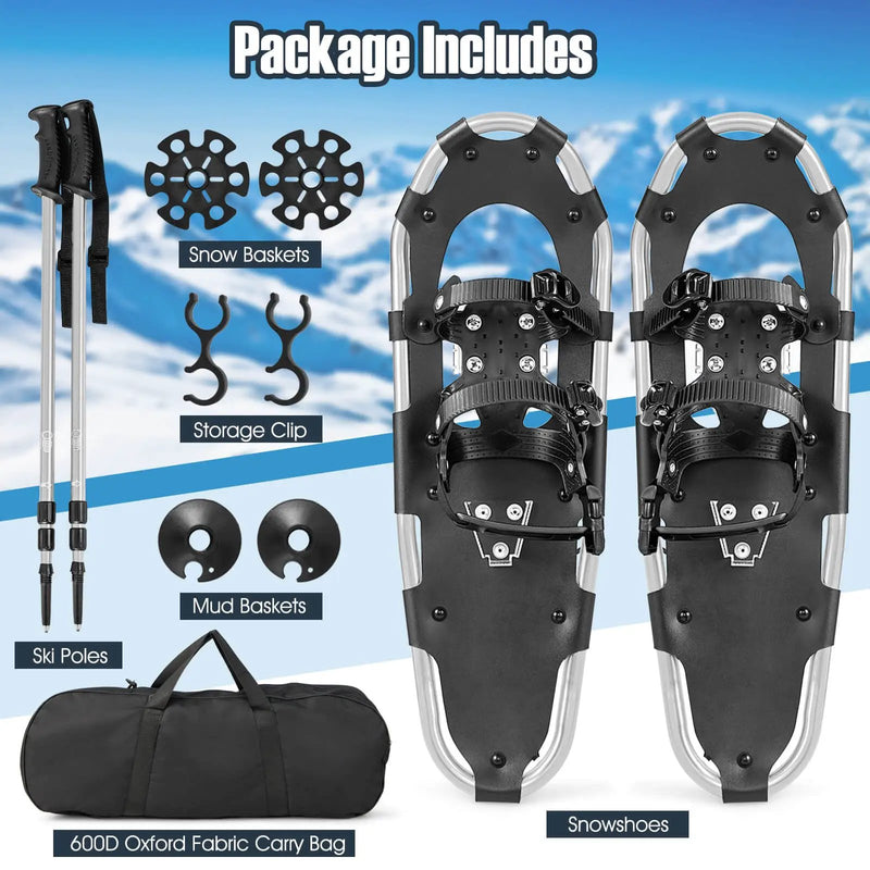 21/25/30 Inch 4-in-1 Lightweight Terrain Snowshoes with Flexible Pivot System by DirectDeals