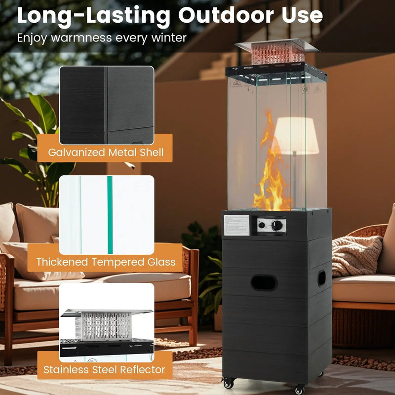 40000 BTU Patio Heater Outdoor Propane Gas Heater with Cover and Wheels-Black by DirectDeals