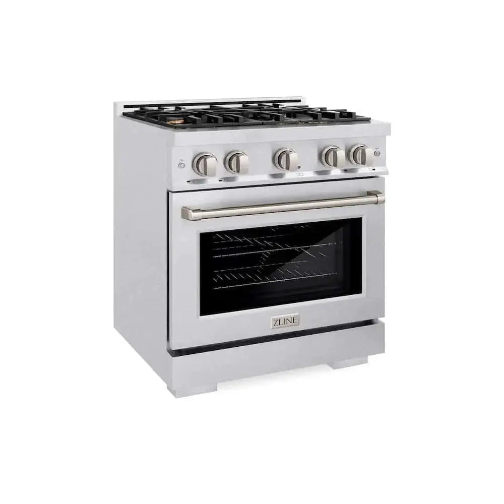 ZLINE 30" Select Dual Fuel Range Gas Cooktop Electric Convection Oven DuraSnow® Stainless Steel Brass Burners HDRS-BR-30 by Farmhouse Kitchen and Bath