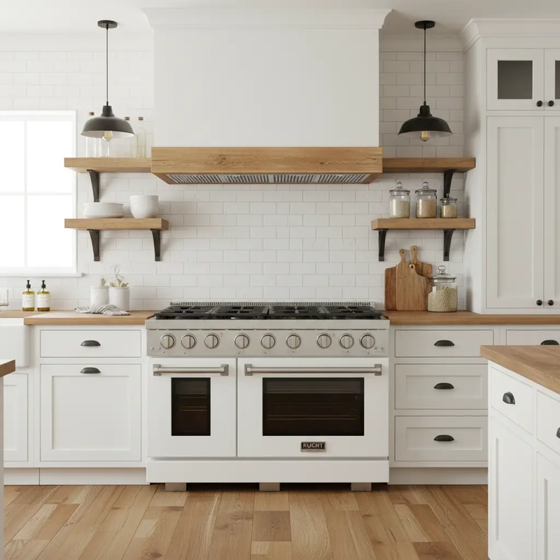 Kucht 48" Freestanding Professional Gas Range KFX4800X-W by Farmhouse Kitchen and Bath