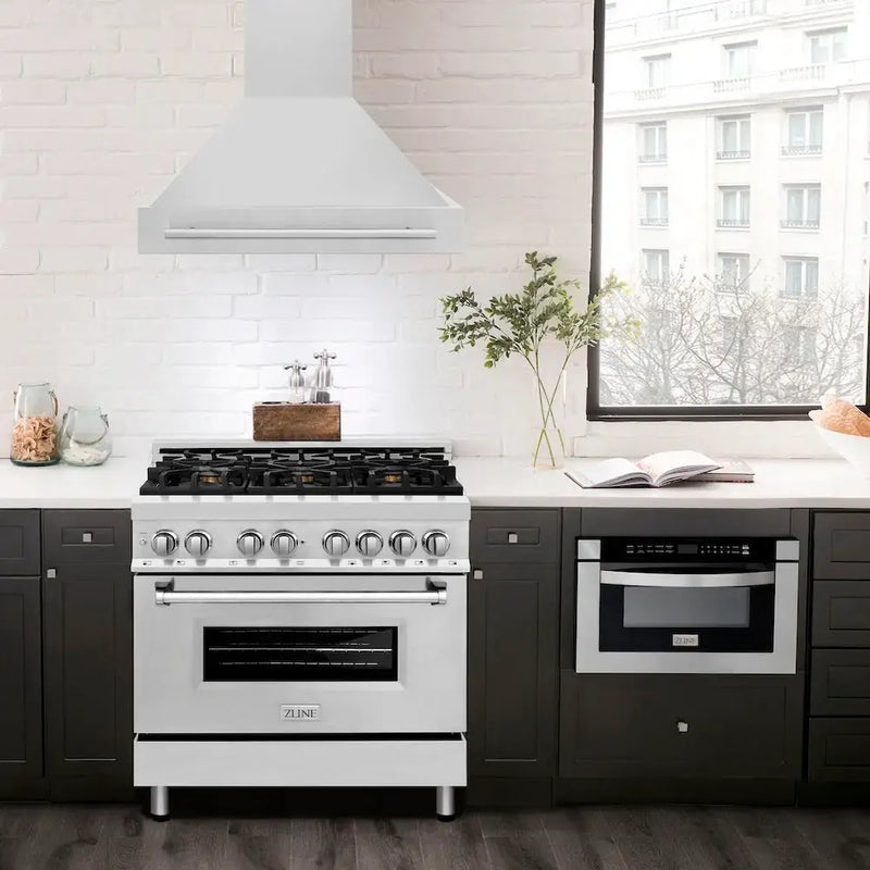 ZLINE 36" Autograph Stainless White Wall Range Hood 8654STX-WM-36 by Farmhouse Kitchen and Bath