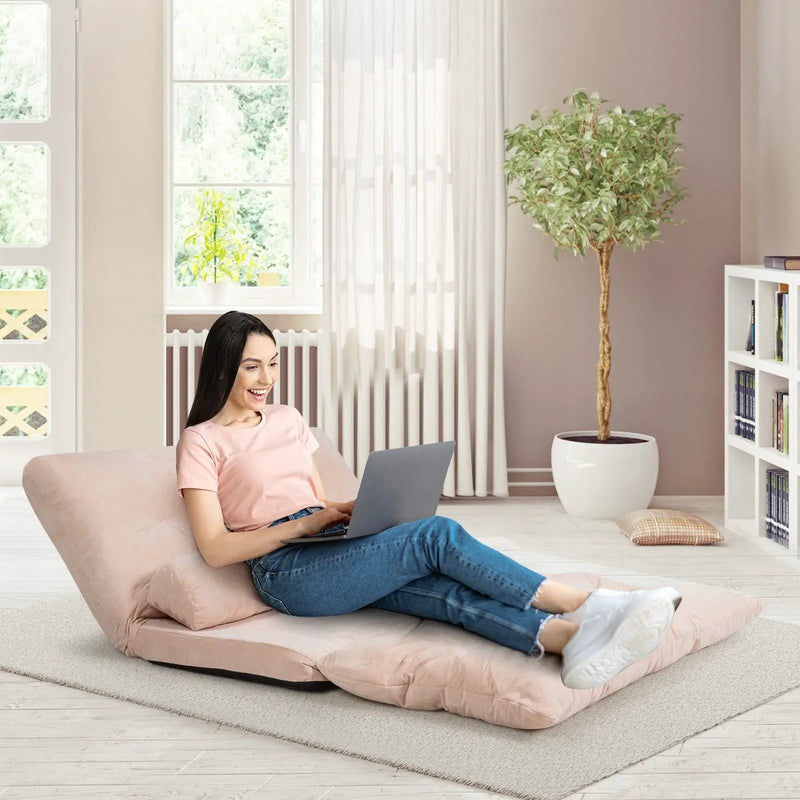 6-Position Adjustable Sleeper Lounge Couch with 2 Pillows by DirectDeals