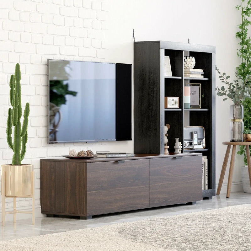 2-In-1 TV Stand with 4-tier Bookshelf for TVs up to 50 Inch by DirectDeals