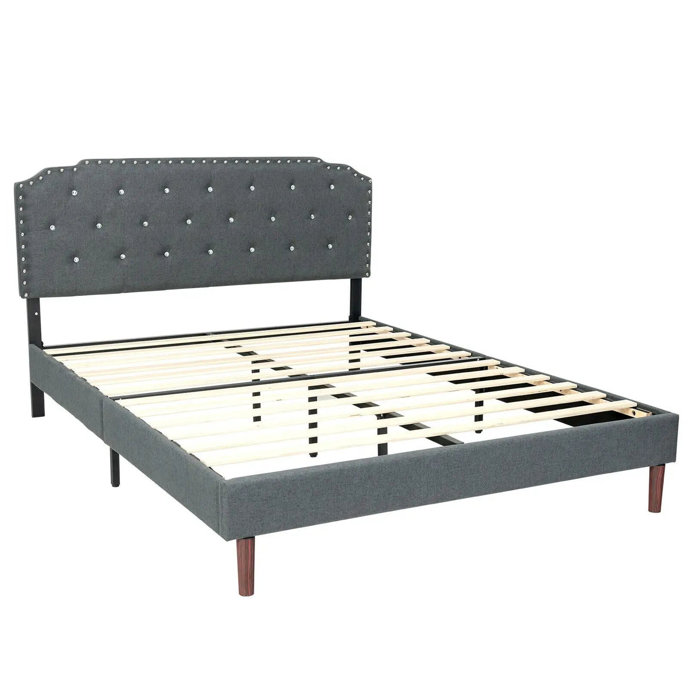 Upholstered Bed Frame with Adjustable Diamond Button Headboard by DirectDeals