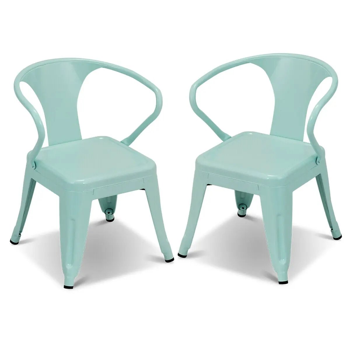 Set of 2 Steel Armchair Stackable Kids Chairs-Green by DirectDeals