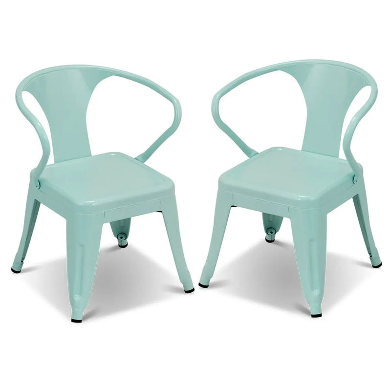 Set of 2 Steel Armchair Stackable Kids Chairs-Green by DirectDeals