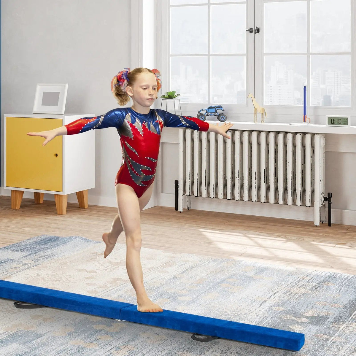 7 Feet Folding Portable Floor Balance Beam with Handles for Gymnasts by DirectDeals