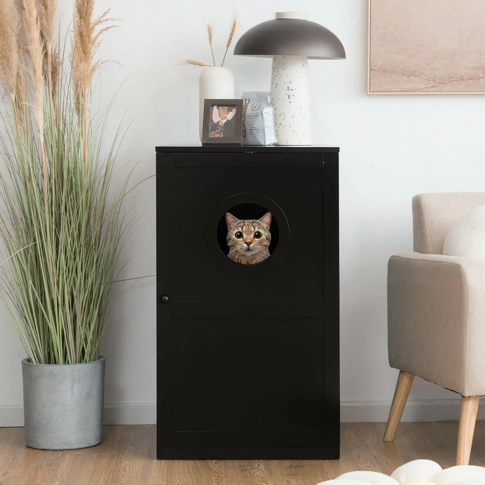 2-tier Litter Hidden Cat House With Anti-toppling Device by DirectDeals