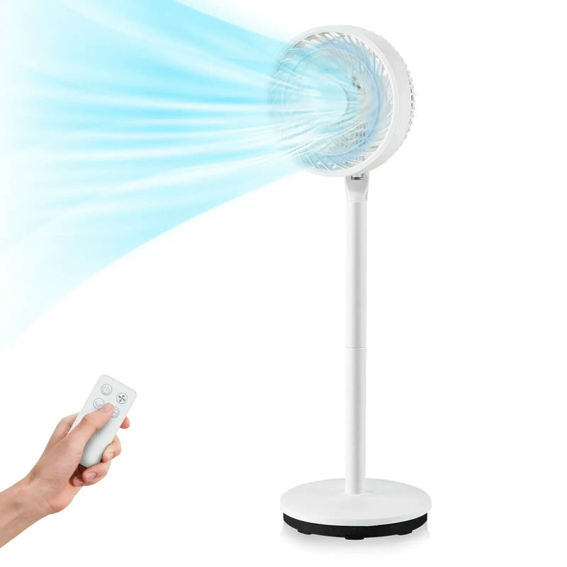 9 Inch Portable Oscillating Pedestal Floor Fan with Adjustable Heights and Speeds-White by DirectDeals