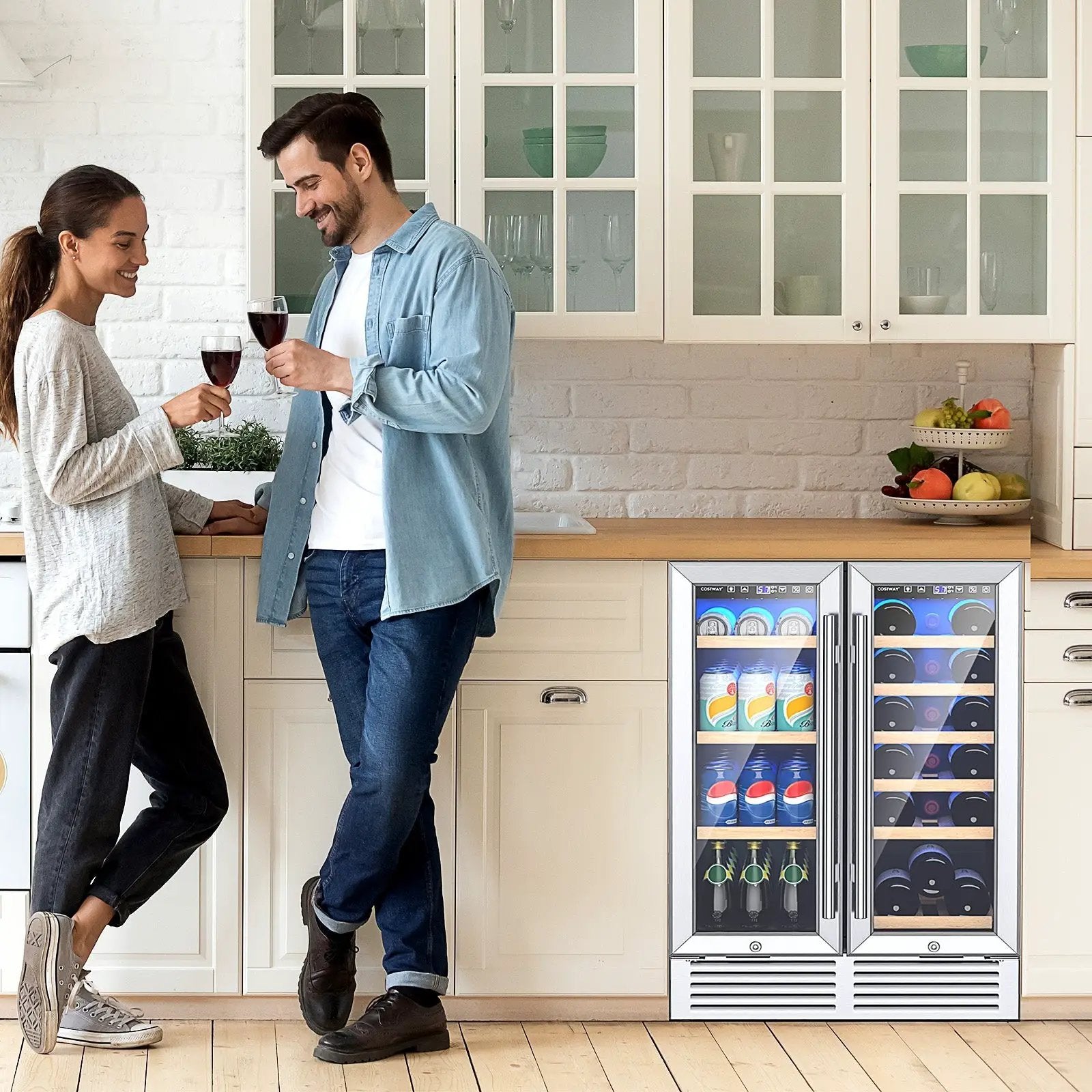 24 Inch Dual Zone Wine and Beverage Cooler-Silver by DirectDeals