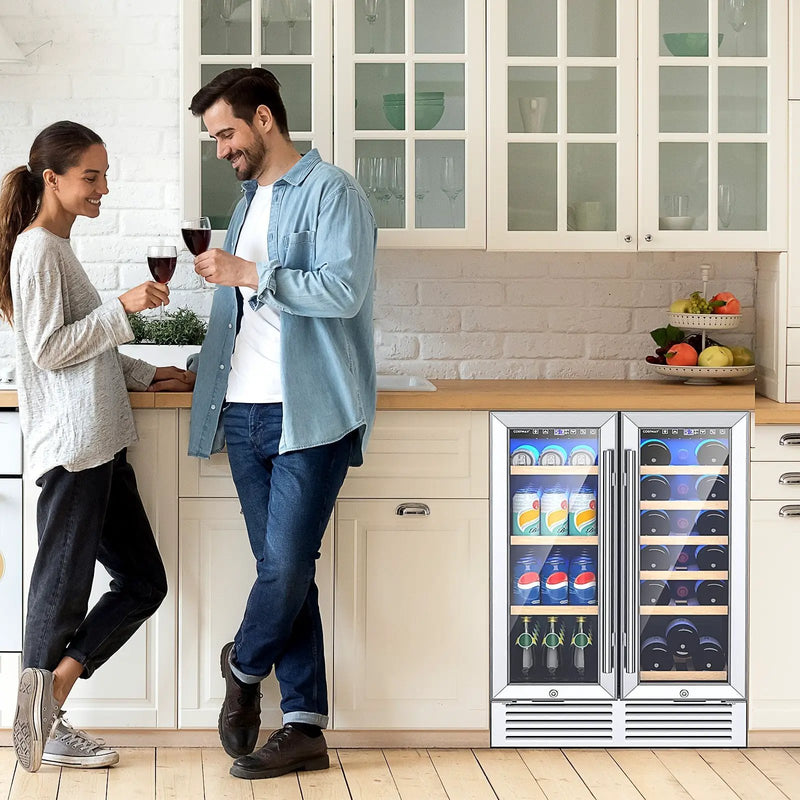 24 Inch Dual Zone Wine and Beverage Cooler-Silver by DirectDeals