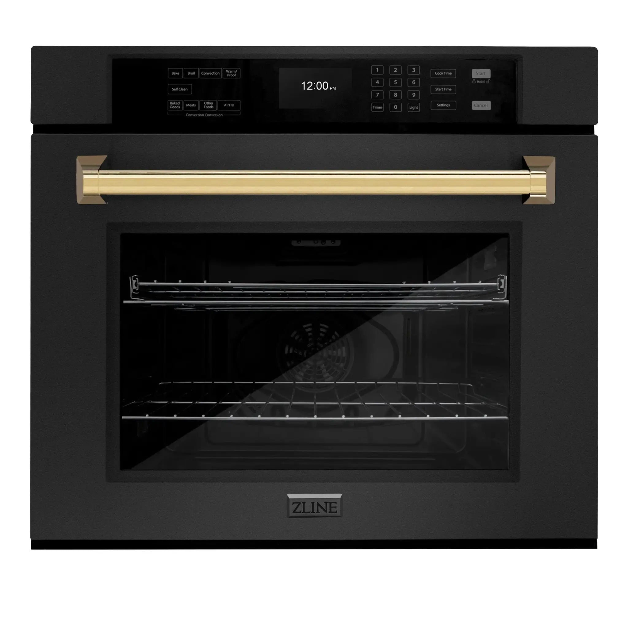 ZLINE 30 ". Professional True Convection Single Wall Oven, Air Fry, Self Clean, Black Stainless Steel, Gold WASBZ-30-G by Farmhouse Kitchen and Bath