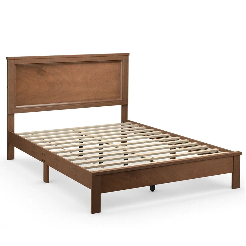 Full Size Platform Slat Bed Frame with High Headboard by DirectDeals