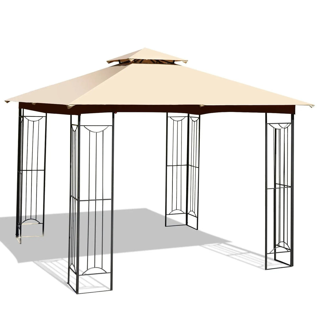 10 x 10 Feet L-Shaped Patio Canopy Gazebo Outdoor 2-Tier Steel Tent by DirectDeals